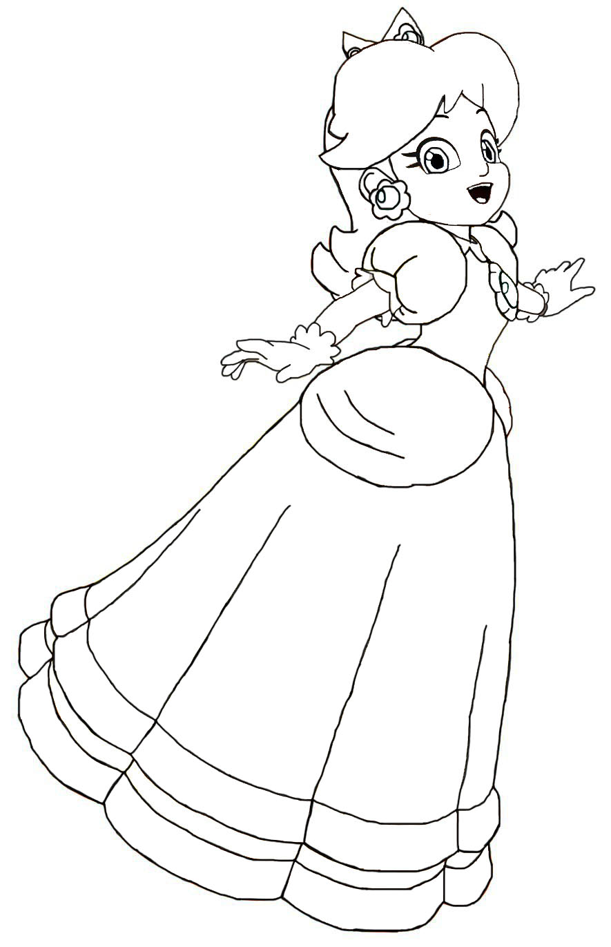 885x1371 Paper Princess Daisy Coloring Pages. Super Paper Mario Coloring