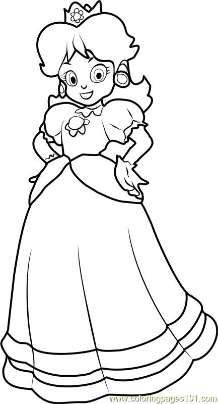 433x800 Princess Daisy Coloring Page
