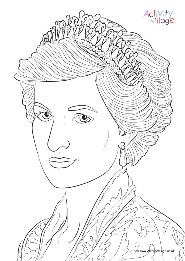600x848 Princess Diana Colouring Page