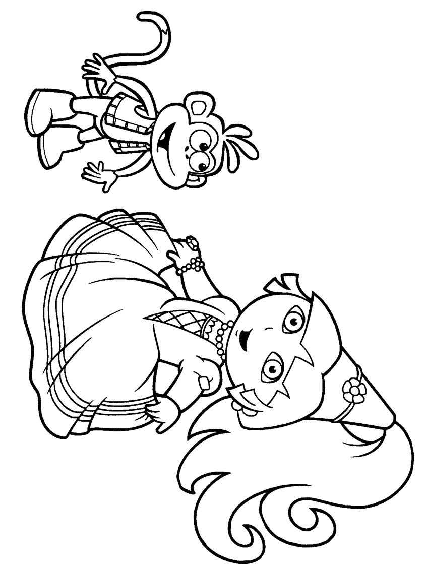 847x1127 Dora The Explorer Coloring In Pages Kids Monkey