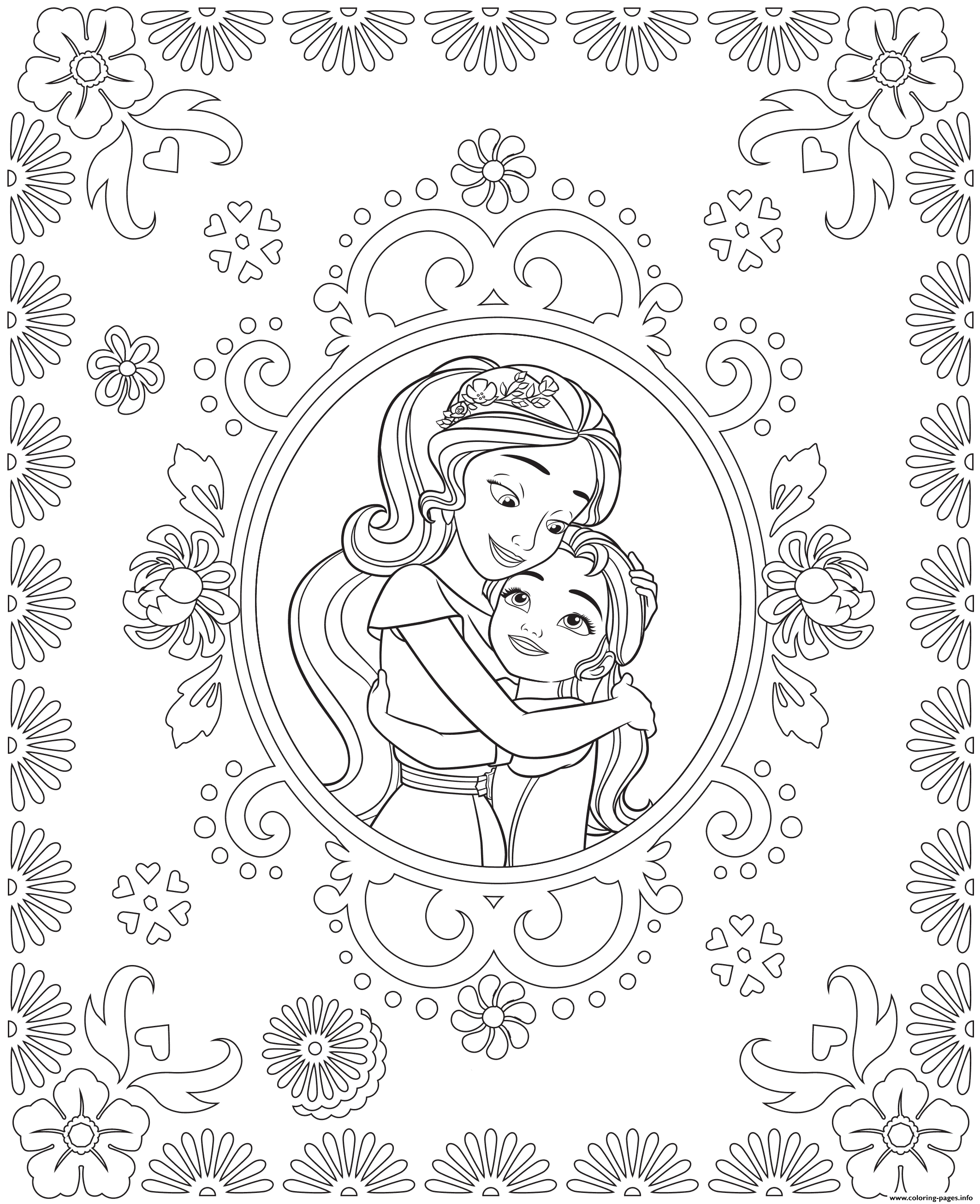 2125x2610 Princess Elena Of Avalor And Sister Isabel Colouring Page Coloring