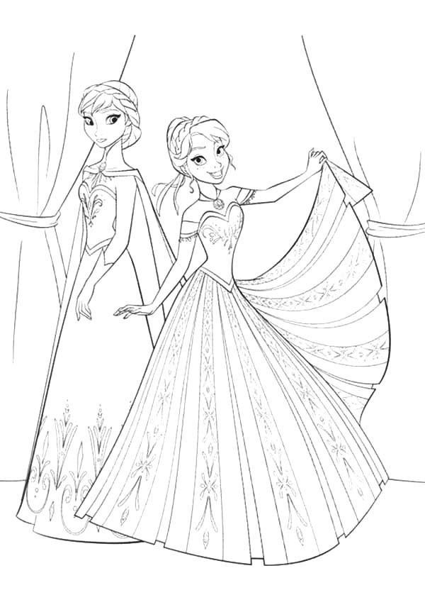 600x832 Queen Elsa And Princess Anna Is Going To Party Coloring Pages