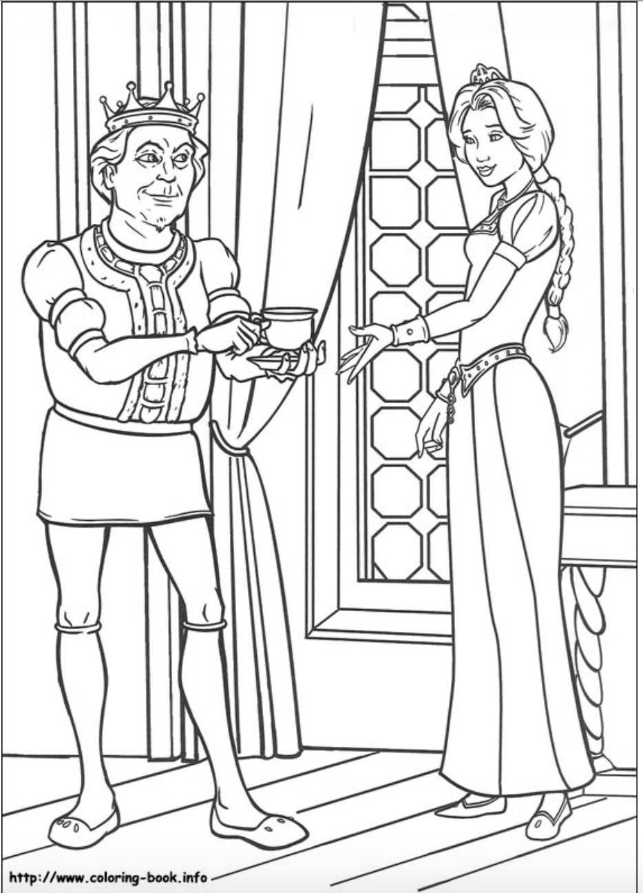 934x1296 Princess Fiona And Her Father, King Harold Coloring Page