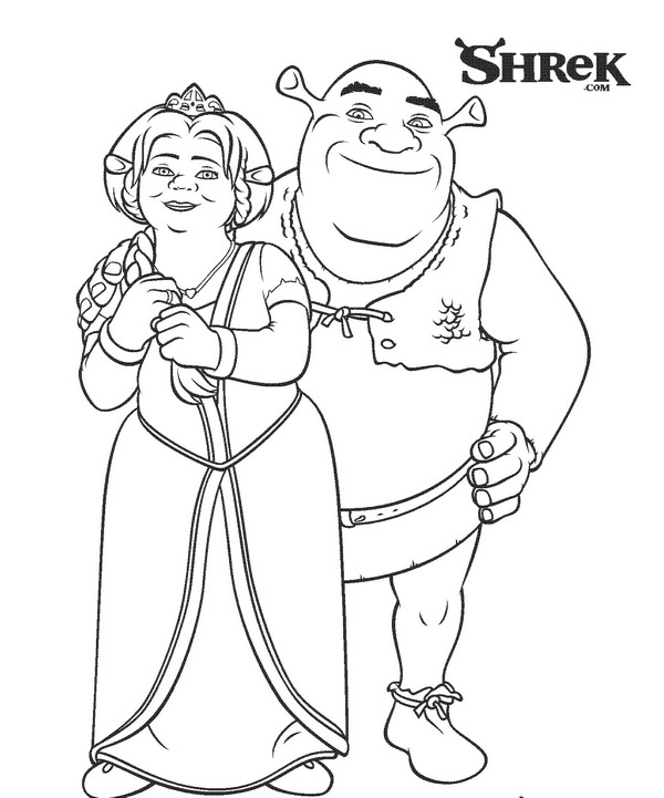 600x721 Coloring Page Shrek Fiona 3 Kids N Fun Shrek Shrek