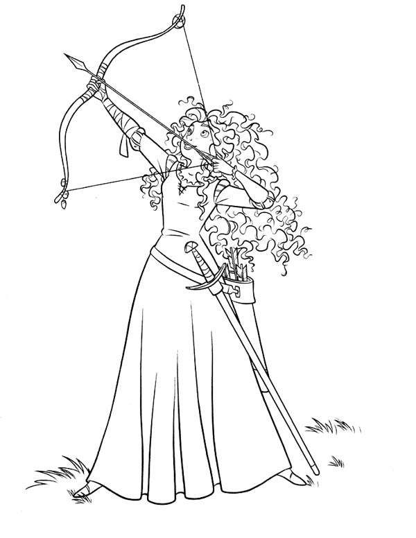 600x776 Brave, Merida Ready To Release An Arrow In Disney Brave Coloring