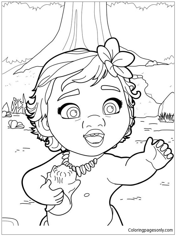 562x752 Baby Moana Princess Coloring Page