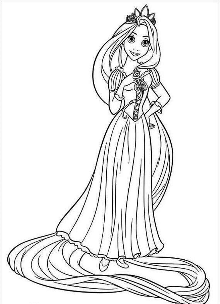 900x1240 Princess Rapunzel Colouring Pages Coloring Page Pilular