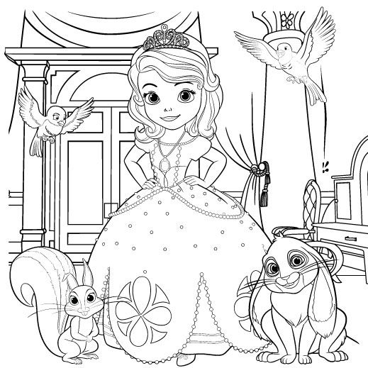 519x519 Sofia The First Coloring Page Scene, Birthdays And Craft