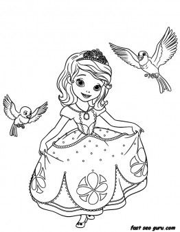 262x338 Printable Disney Princesses Sofia The First Coloring Pages