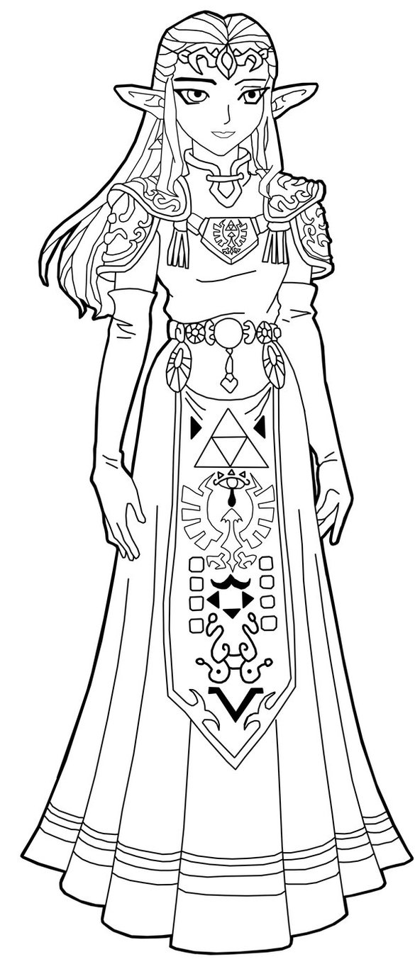 585x1367 Princess Zelda Coloring Pages Mesmerizing