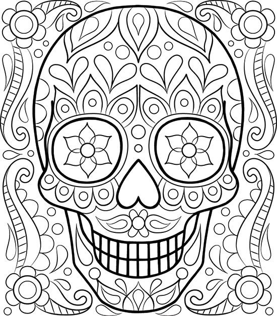 550x627 Free Sugar Skull Coloring Page By Thaneeya Mcardle Davlin