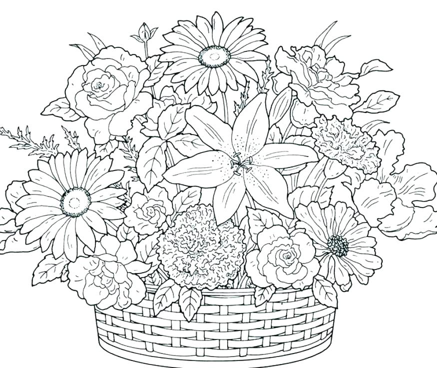 875x736 Coloring Pages For Flowers Coloring Page Flower Plain Ideas