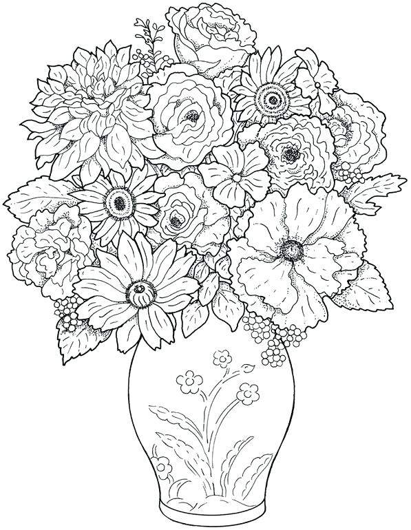 597x770 Flower Coloring Pages For Adults Plus Intricate Flower Coloring