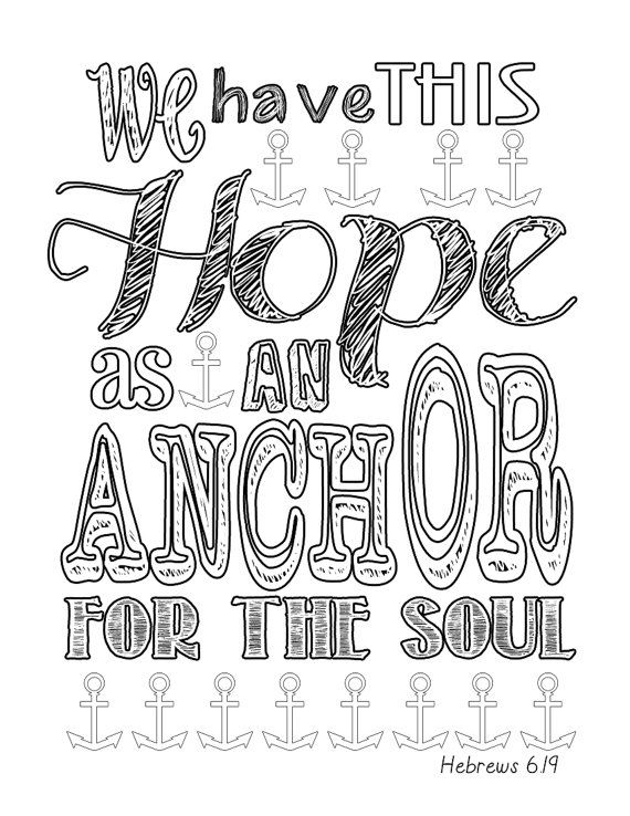 570x738 Hebrews 619 Anchor Coloring Page Etsy, Adult Coloring