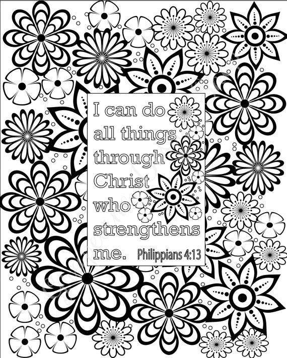 570x712 Flower Coloring Pages Bible Verse Coloring Sheets. Set Of 5
