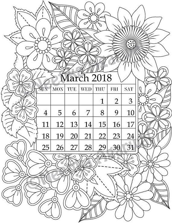 570x738 March 2018 Coloring Page