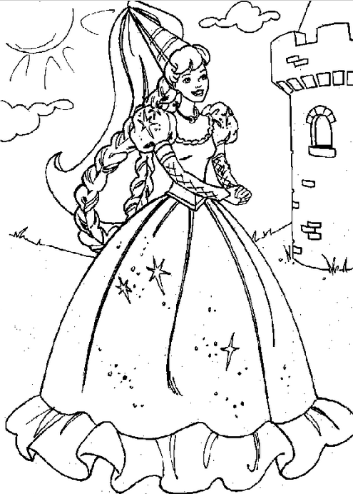 495x692 Princess In Castle Coloring Page