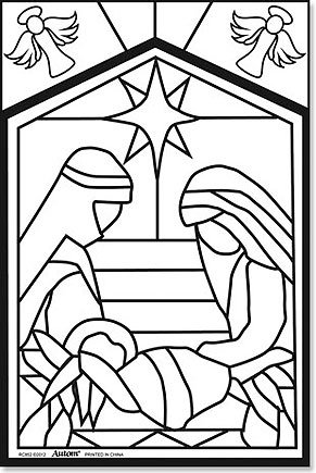 291x435 Christmas Stained Glass Coloring Pages