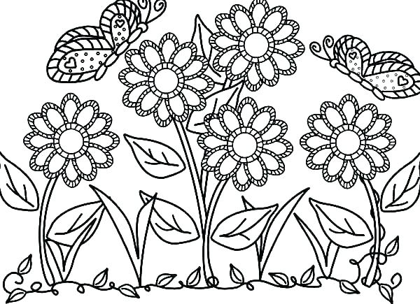600x435 Printable Coloring Pages Of Flowers Flower Coloring Pages