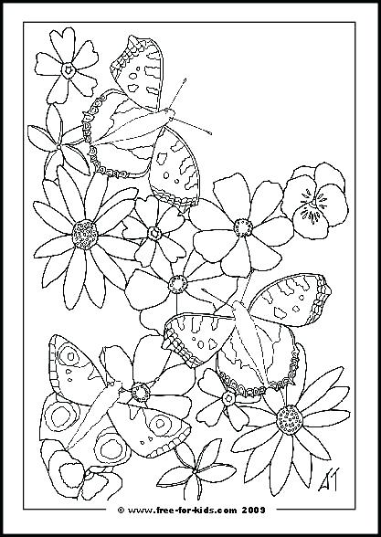 417x588 Coloring Pages Of Flowers And Butterflies
