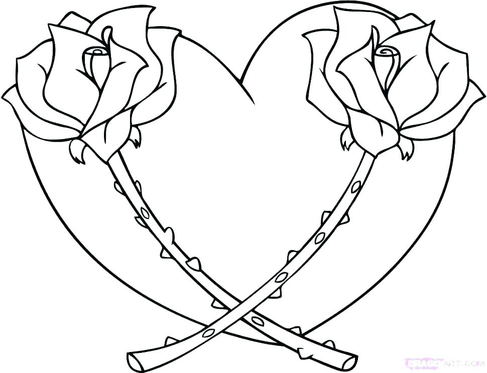 970x743 Roses And Hearts Coloring Pages Heart And Roses Coloring Pages