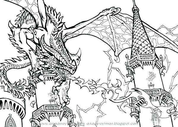 600x429 Printable Dragon Coloring Pages Realistic Dragon Coloring Pages
