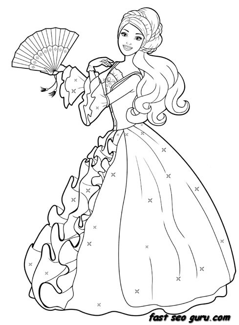 489x665 Printable Barbie Princess Dress Colouring Book Pages Kids Ideas