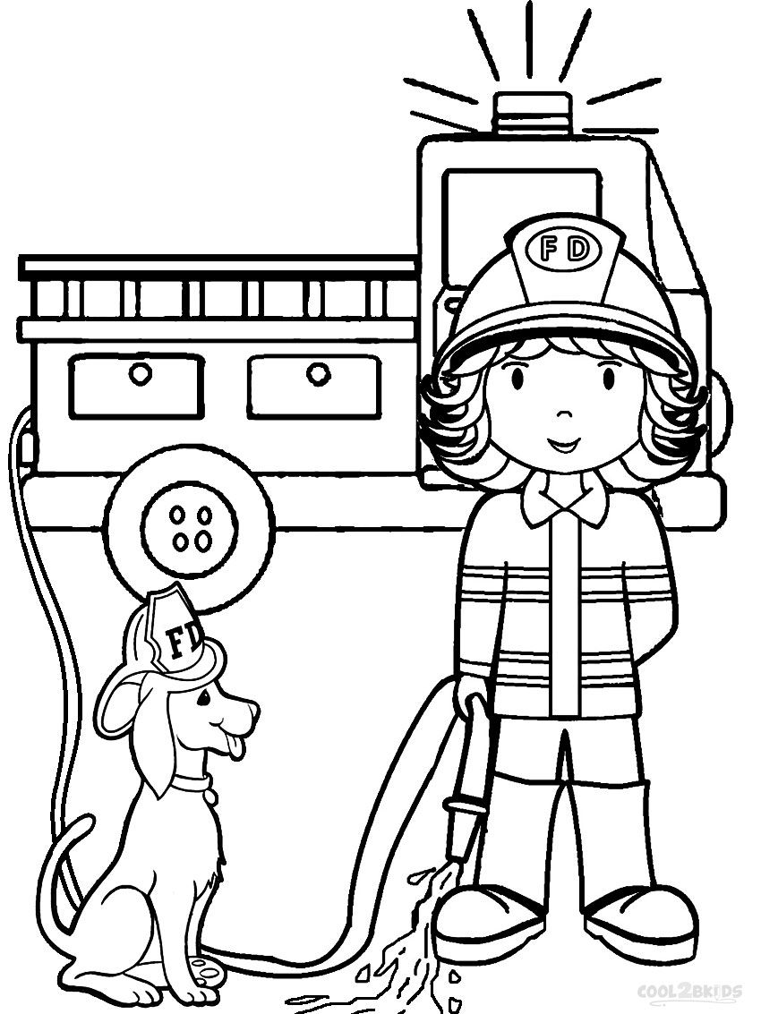 850x1133 Free Printable Fireman Coloring Pages Cool2bkids Black