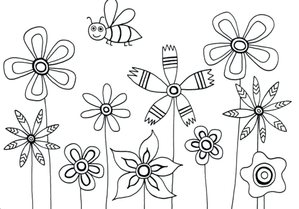 1024x716 Coloring Pages ~ Flower Coloring Pages Printable For Kids Flowers