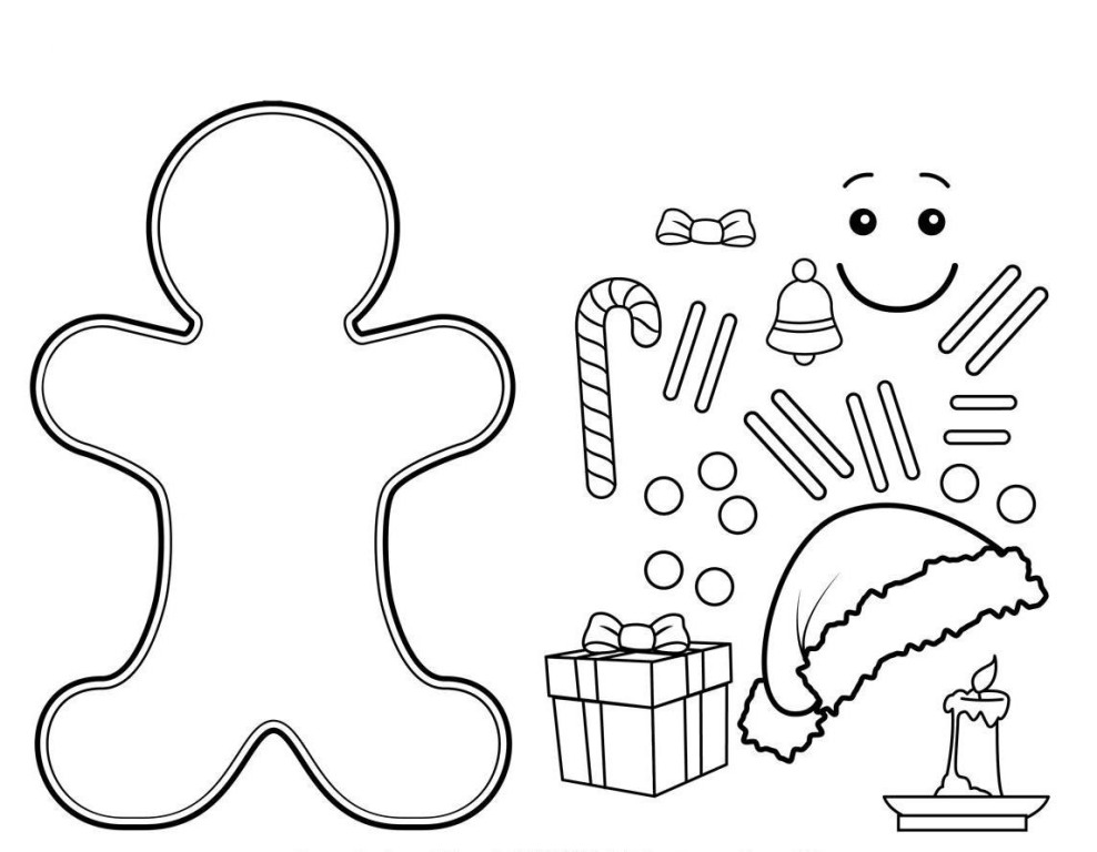 988x768 Printable Gingerbread Man Coloring Page For Kids Classic Style
