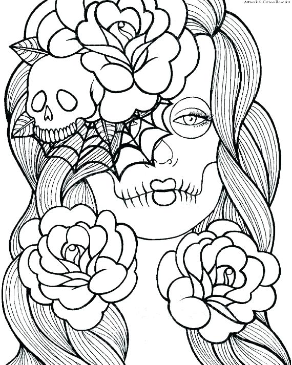 570x713 Free Printable Sugar Skull Coloring Pages Free Printable Graffiti