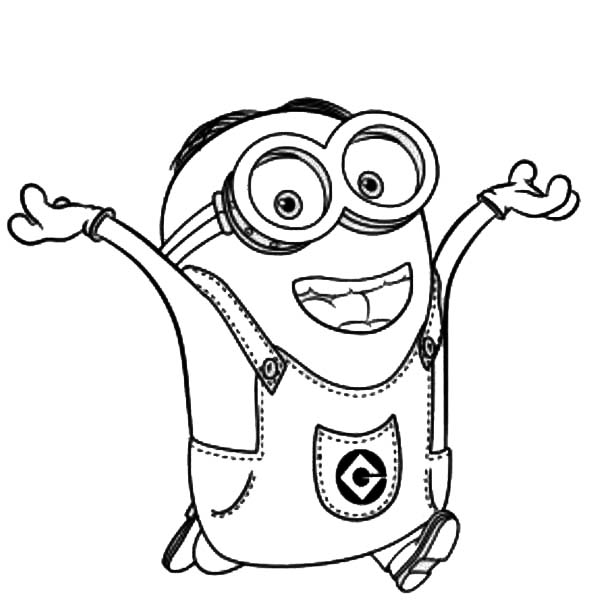 600x610 Minion, Dave The Minion Is Happy Coloring Page Dave The Minion Is