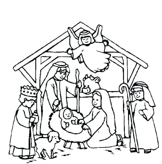 640x647 Outdoor Nativity Scene Coloring Pages Printable For Kids Lds