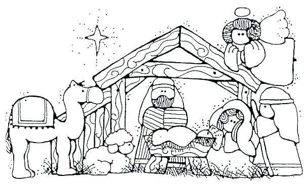 600x366 Nativity Scene Coloring Page Nativity Coloring Pages Printable