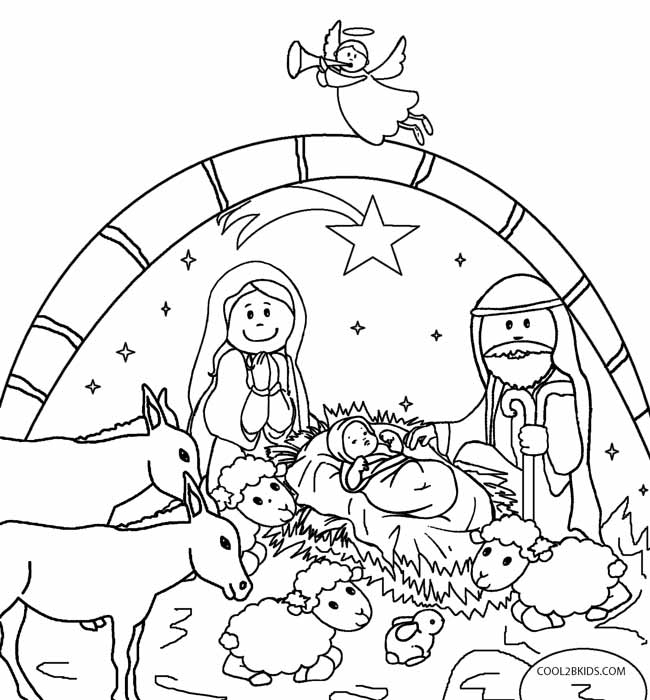 650x700 Nativity Scene Coloring Pages Preschoolers Printable Nativity