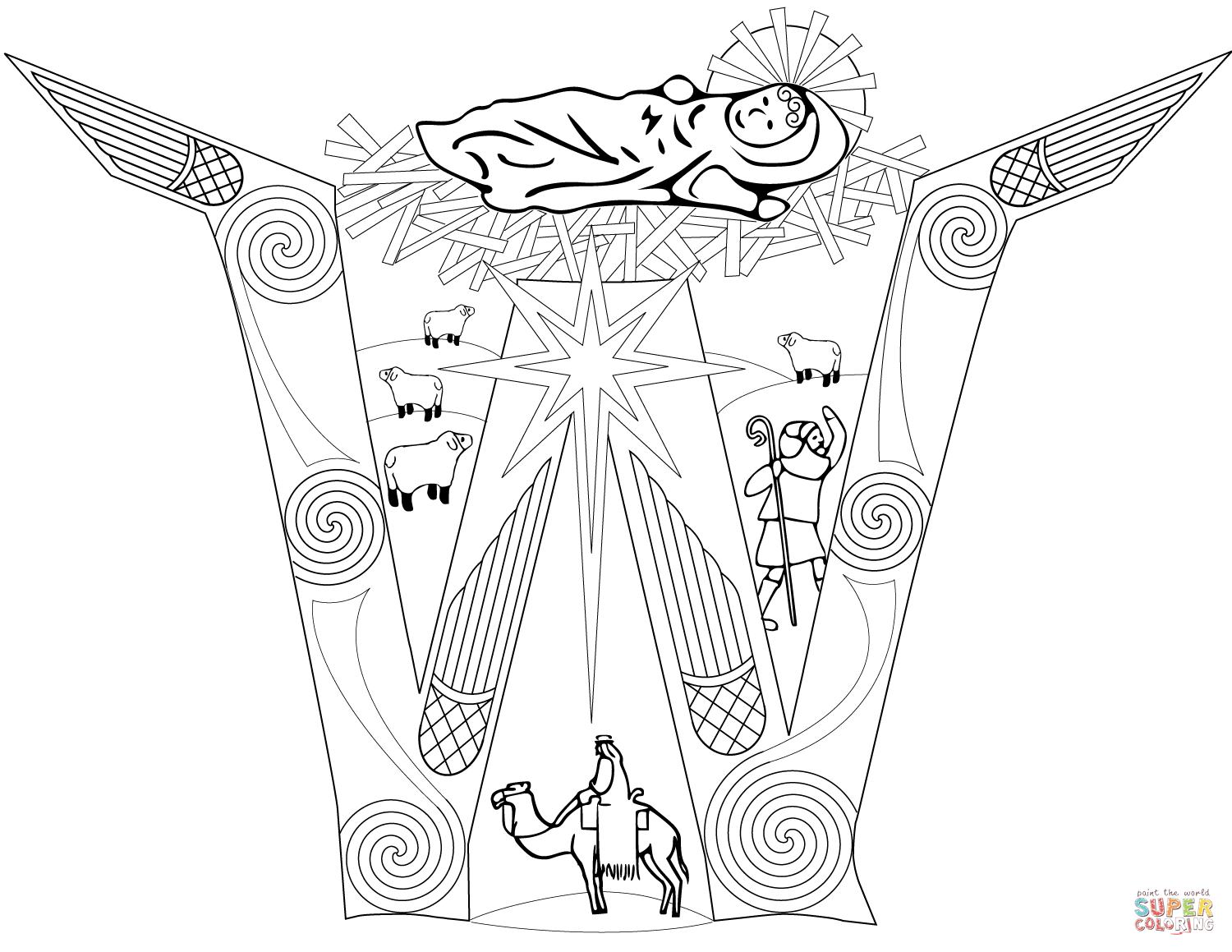 1500x1159 Superior Nativity Scene Coloring Pages Letter