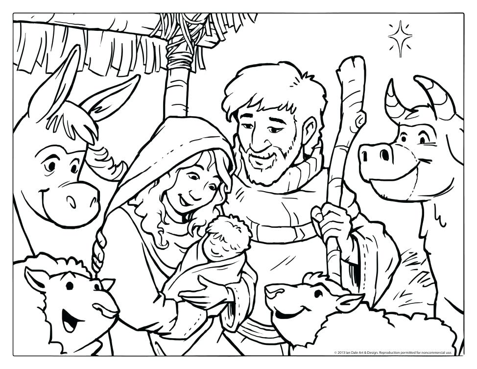 974x753 Nativity Scene Coloring Page