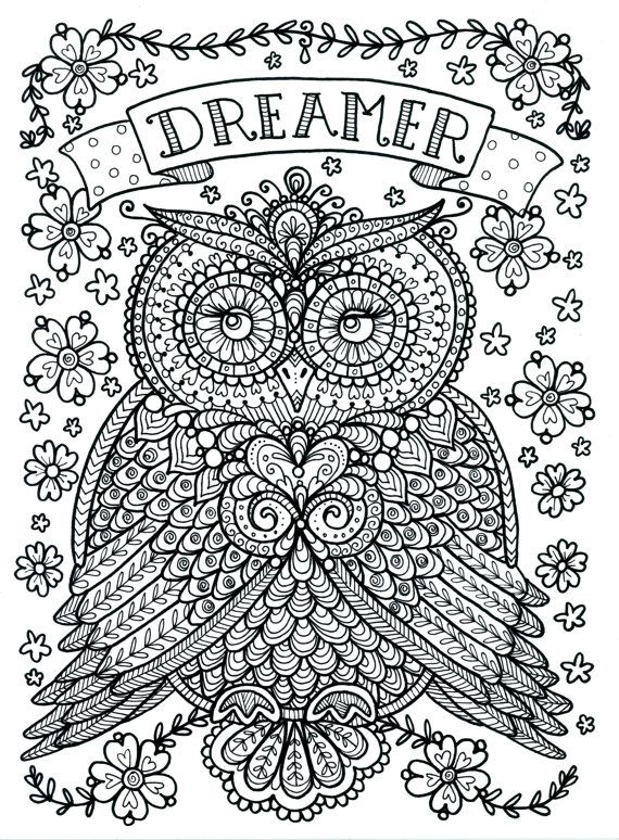570x774 Owl Coloring Pages For Adults. Free Detailed Owl Coloring Pages