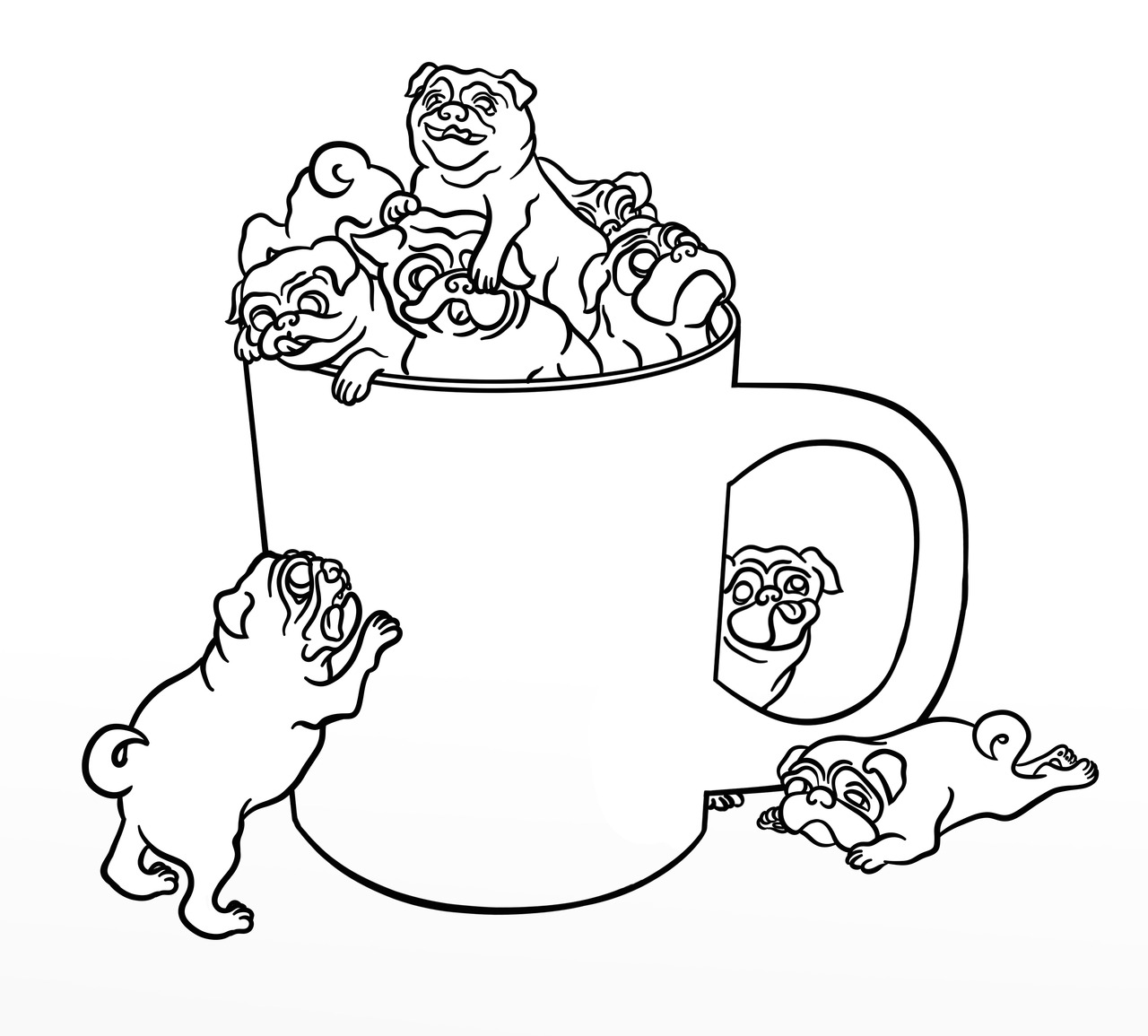 1280x1155 Coloring Pug Coloring Page