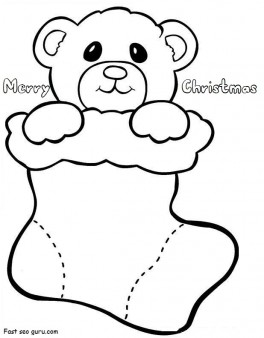 264x338 Printable Teddy In Christmas Stockings Coloring Pages