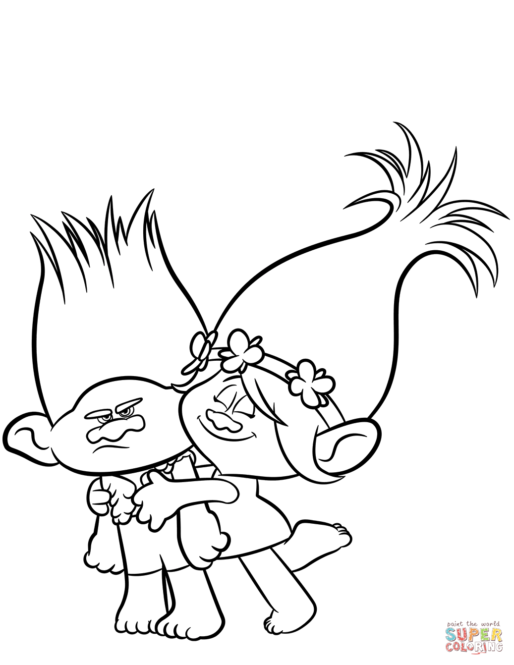 1037x1342 Sturdy Poppy Colouring Page Branch From Trolls