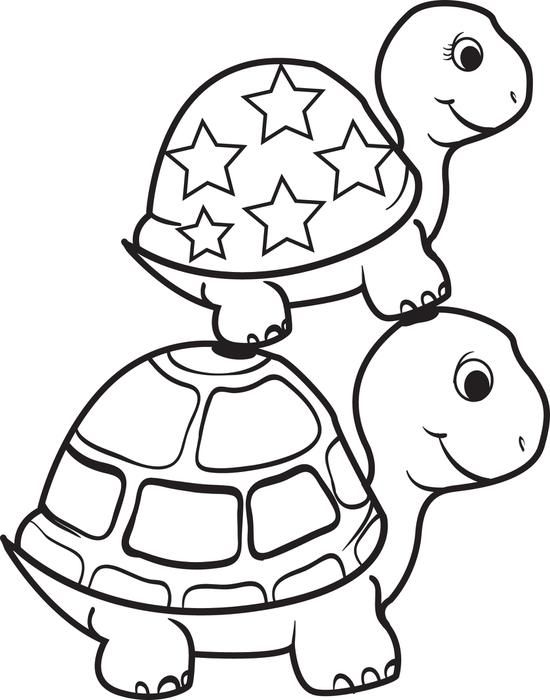 550x700 Turtle On Top Of A Turtle Coloring Page Free Printable, Turtle