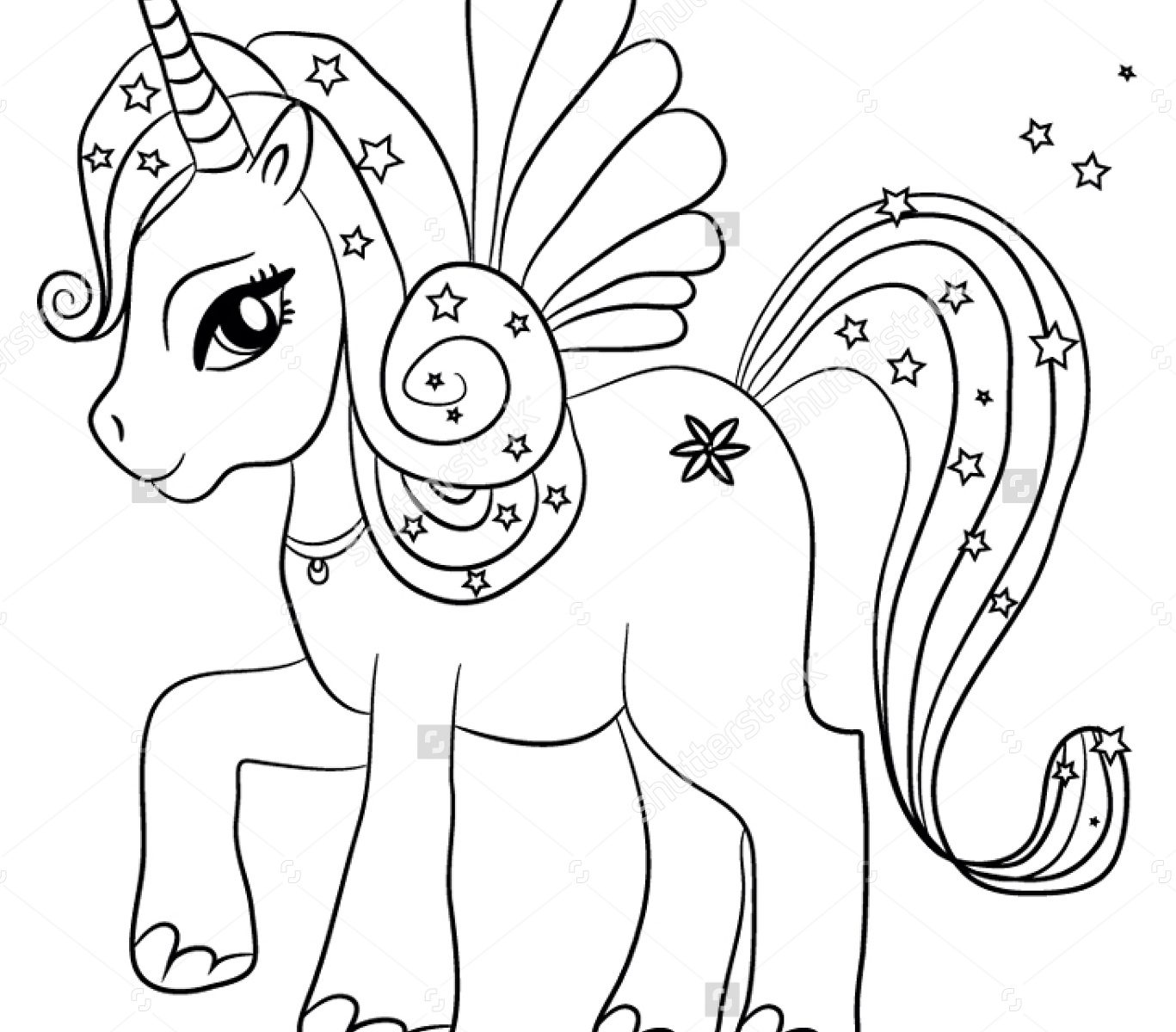 1367x1200 Free Unicorn Coloring Pages