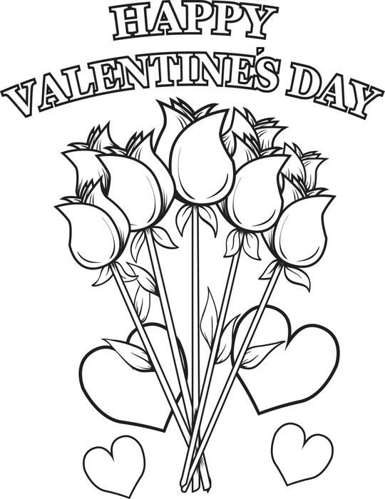 540x700 Happy Valentines Day Coloring Pages Printable Valentines Day Roses