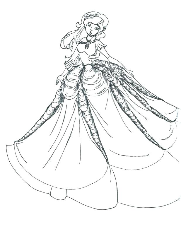 618x799 Wedding Dress Coloring Pages In Her Wedding Dress In Coloring Page