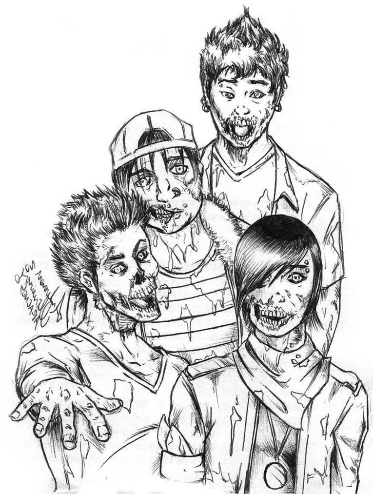 765x1013 Four Zombie Coloring Page Zombie Coloring Coloring