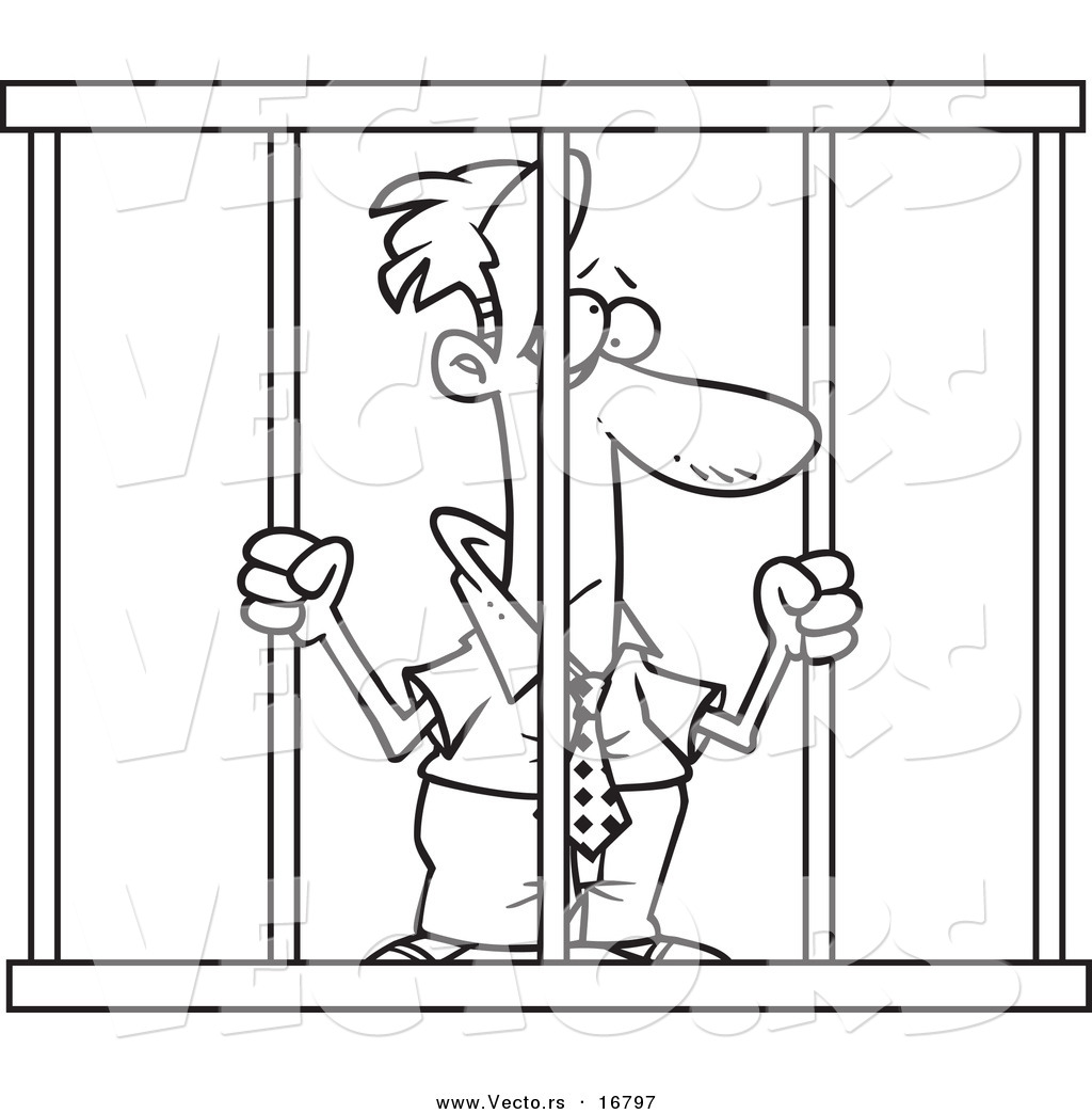 1024x1044 Vector Of A Cartoon Businessman Behind Bars