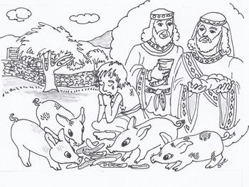 350x263 The Prodigal Son Feeding Swine Cute Coloring Page For Bible Class