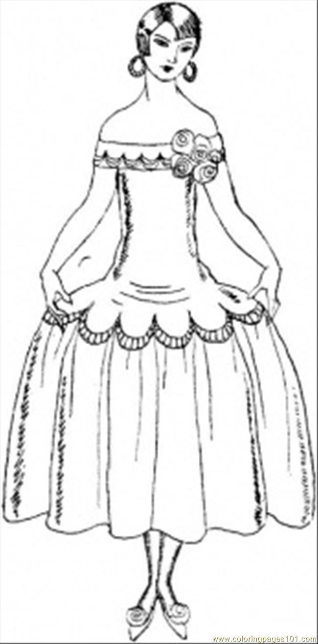 650x1315 Lady In Pretty Dress Coloring Page