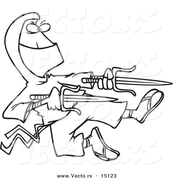 600x620 Vector Of A Cartoon Ninja Holding Blades